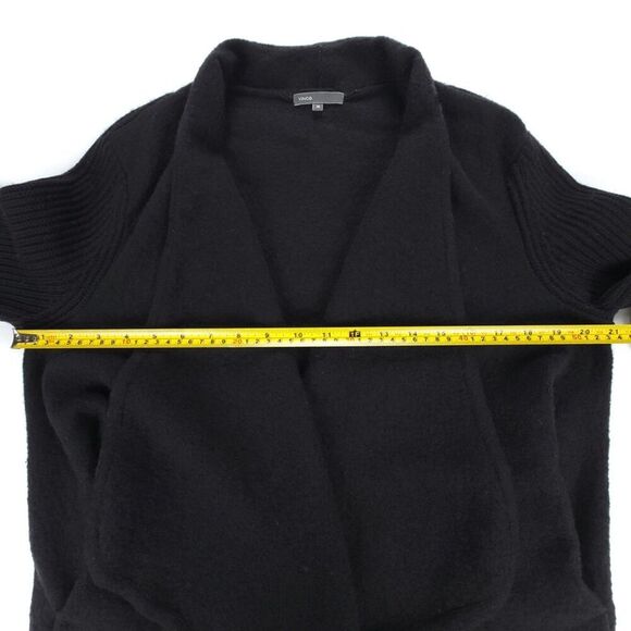 VINCE Wool Shawl Collar Waterfall Cardigan Sweater Quiet Luxury Medium Black - Picture 3 of 7